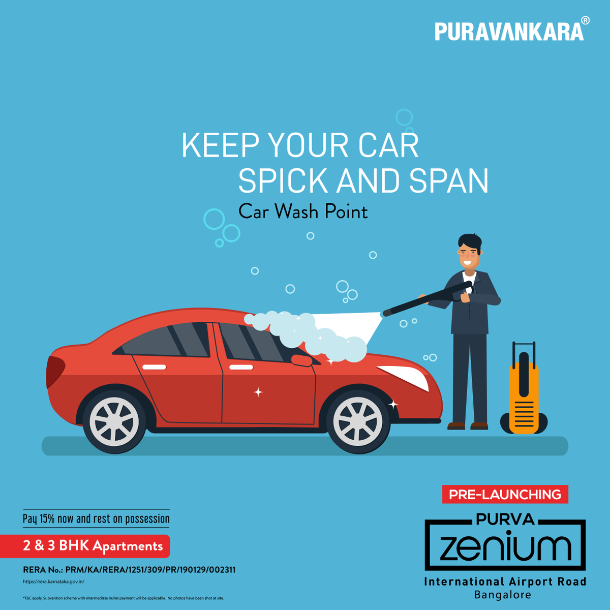 Purva Zenium offers Car Wash point in Bangalore